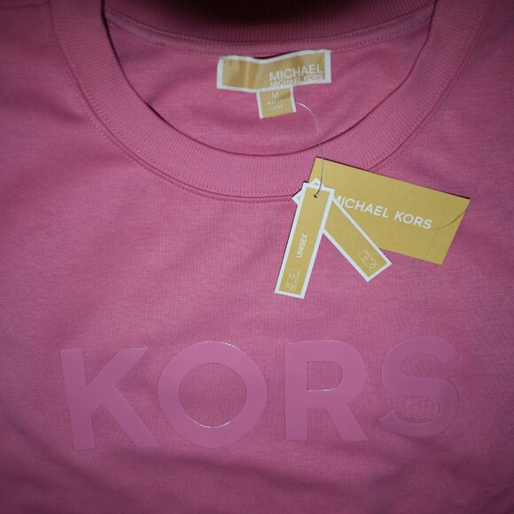 Michael Kors Men's KORS Wet 3D Logo Crewneck Sweatshirt CORAL M OVERSIZE / LARGE - Picture 5 of 12